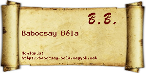Babocsay Béla névjegykártya