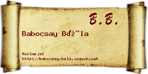 Babocsay Béla névjegykártya